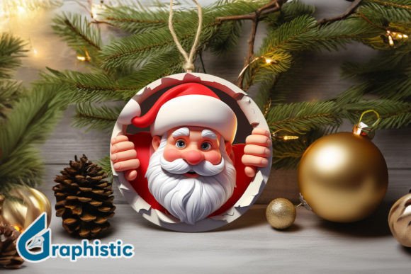 3D Santa Ornament Graphics for Editorial Illustrations