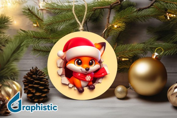 A 3D Fox Christmas Ornament Graphic for Seasonal Products