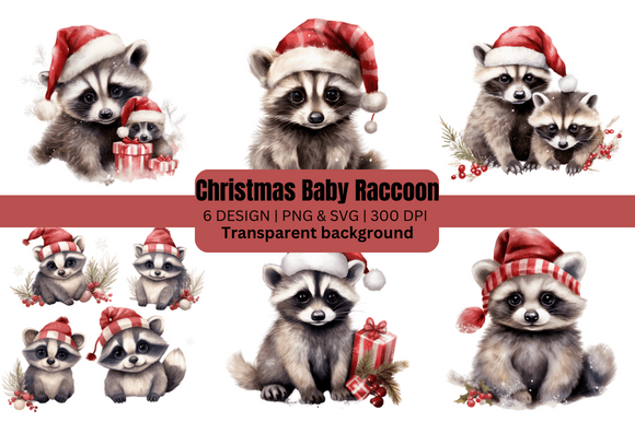 A Brand Designer's Take on Watercolor Christmas Baby Raccoon Graphics