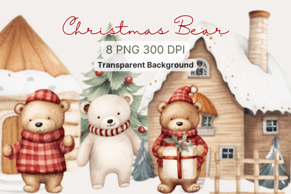 A Christmas Bear Watercolor Graphic for Cozy Crafting