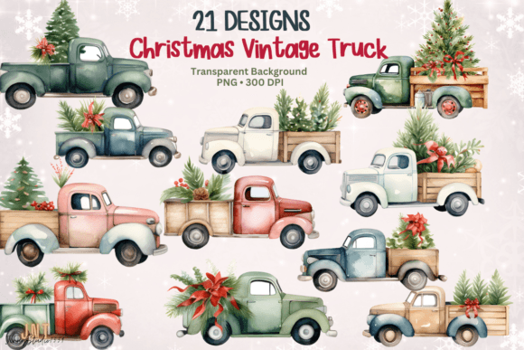 A Vintage Truck Graphic Perfect for Cozy Holiday Crafts