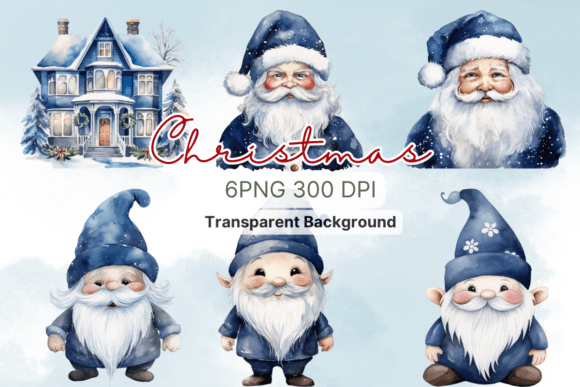 Blue Christmas Gnome Santa: A Festive Graphic Design Asset