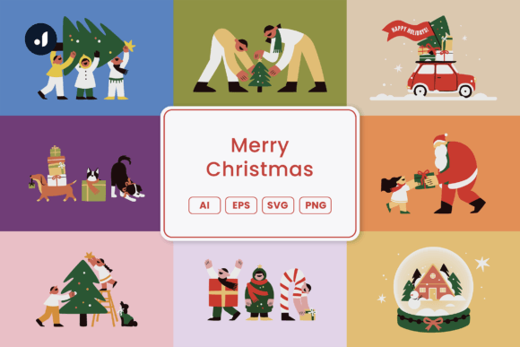 Merry Christmas Illustrations for Modern Brand Graphics