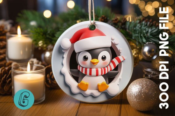 Penguin Christmas Ornament 84: A Festive Graphic for Branding