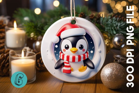 Penguin Christmas Ornament Front 96 Graphics for Festive Projects