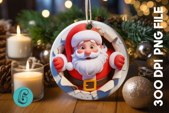 Santa Christmas Ornament Front 76: A Festive Illustration for Branded Projects