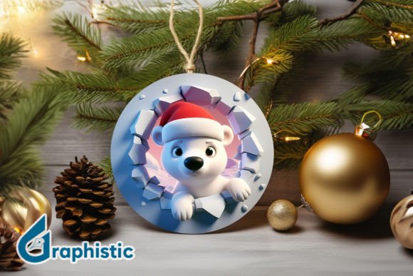 The Arctic Charm of the 3D Polar Bear Christmas Ornament F 118